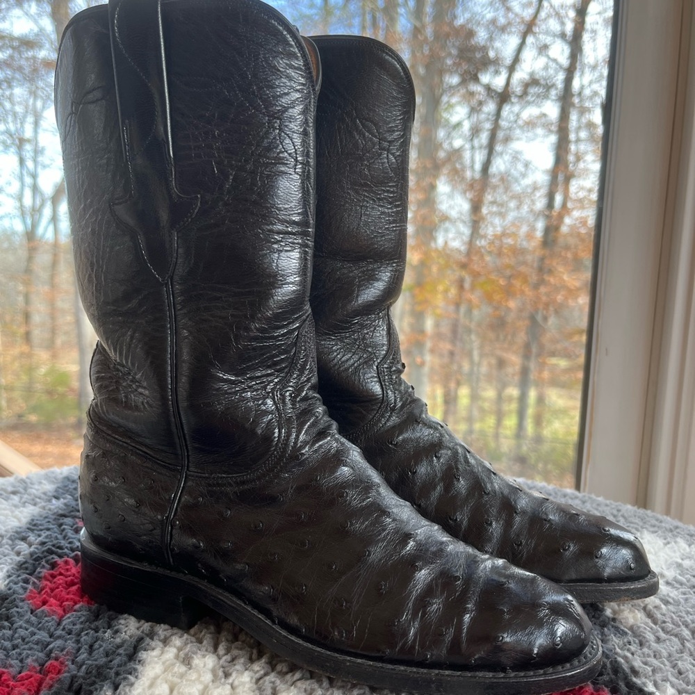 Lucchese Women size 6B Ostrich & Leather Black GUC